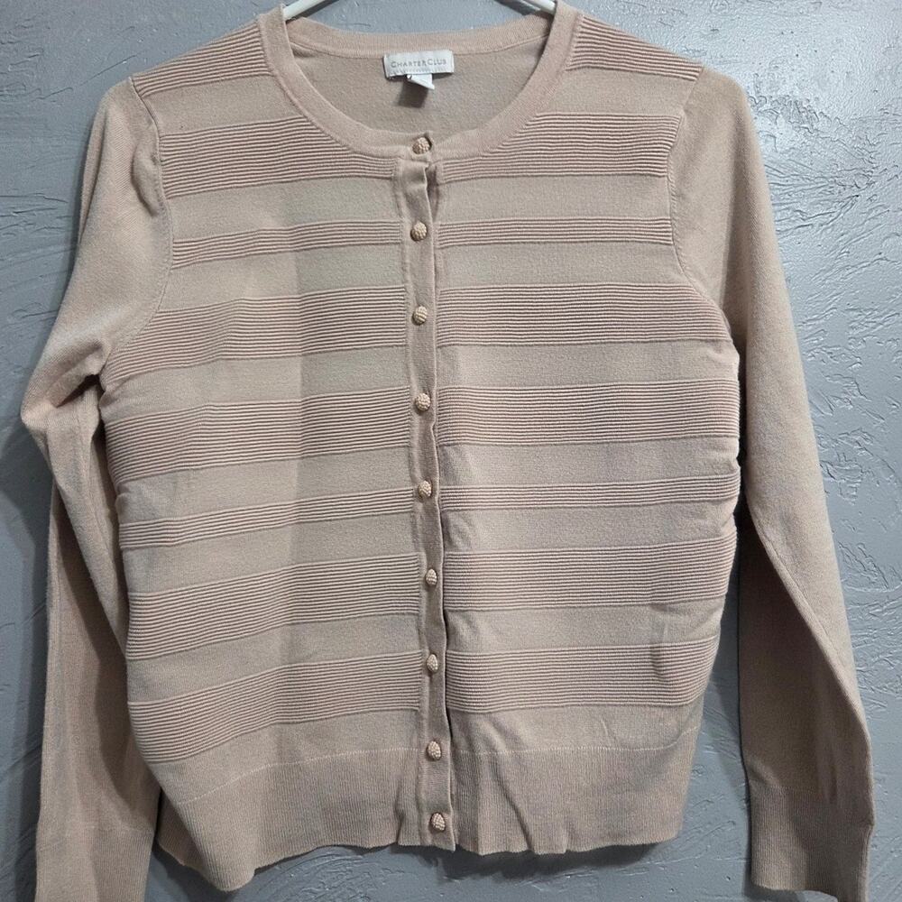 Charter Club Woman's Pinkish Long Sleeve Button Down Shirt cardigan size M